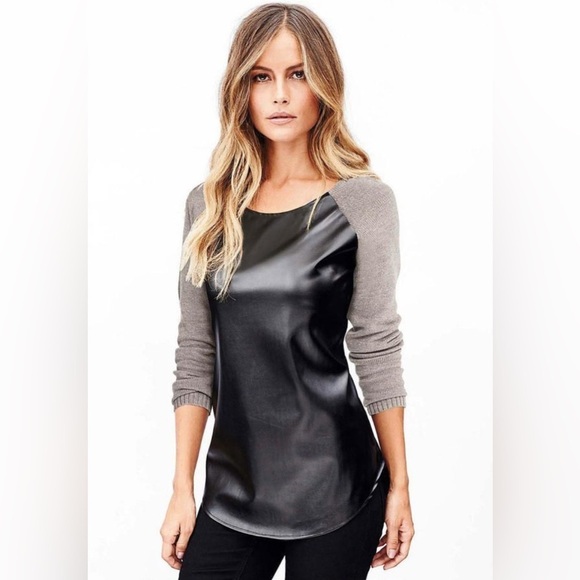 Love8 Faux Leather Front Sweater size Small NWOT - Picture 1 of 9